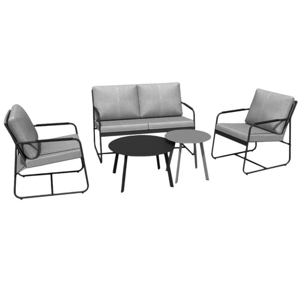 Ensemble détente Bali : duo table basse 1 canapé 2 fauteuils - gris
