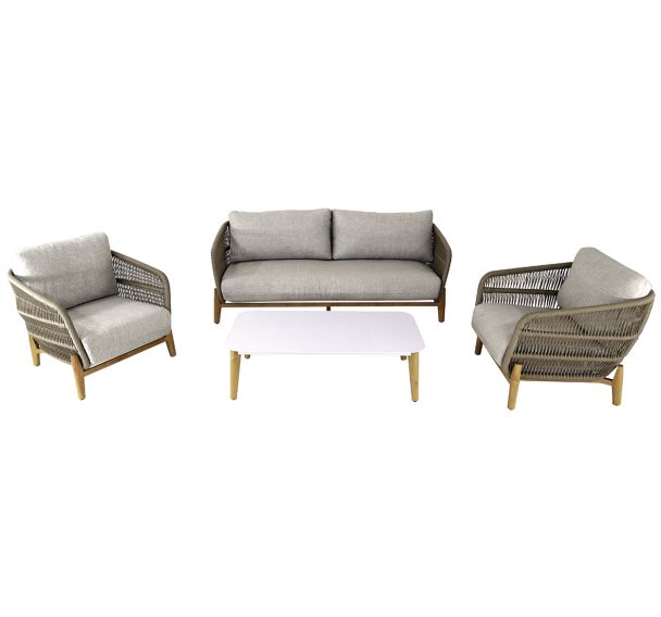 Ensemble détente Barbara alu heat/rope/coussins - chêne/beige