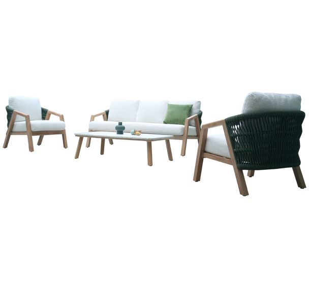 Ensemble détente Batz rope/alu coussins - oak/noir/blanc