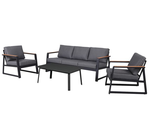 Ensemble détente Grasse III : 1 table basse 1 canapé 2 fauteuils - gris