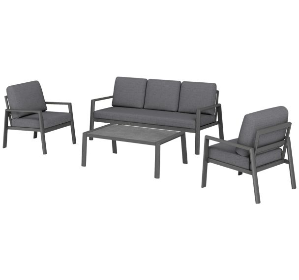 Ensemble détente Oceane II : 1 table basse 1 canapé 2 fauteuils - gris