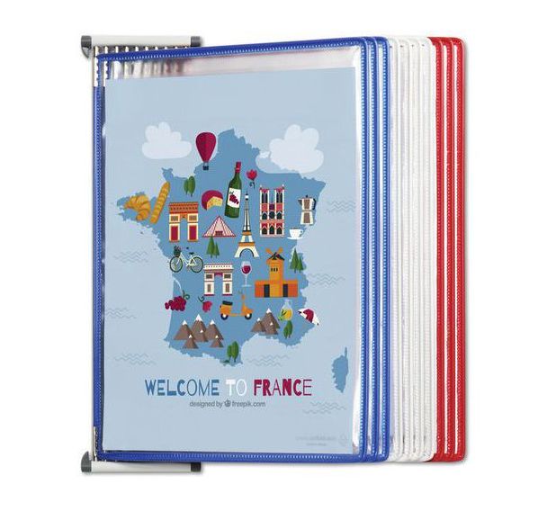 Ensemble mural A4 10 poches patriotiques bleu blanc rouge
