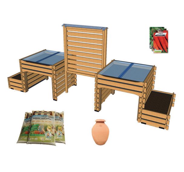 Ensemble potager PMR et panneau d'affichage central