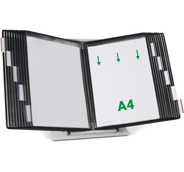 Ensemble pupitre A4 avec 20 poches noires+10 cavaliers 50mm