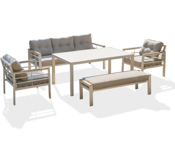 Ensemble repas jardin Cayenne 7 places blanc