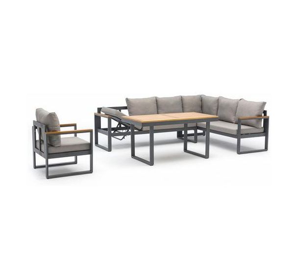 Ensemble repas jardin Yonaha 7 places gris anthracite