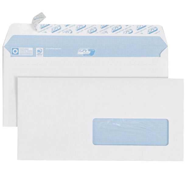 Enveloppe blanche avec fenêtre 90 g - Boîte de 500