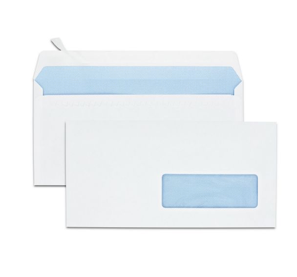 Enveloppes autocollantes blanches siligom à fenêtre 80gr 110x220mm DL
