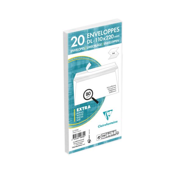 Enveloppes extra blanc DL 80g - Clairefontaine