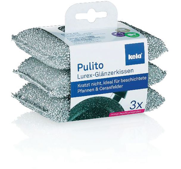 Eponges polyester argenté poeles revetues Pulito 3 pcs