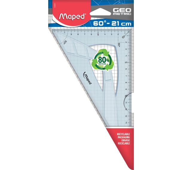Equerre 60° grand côté 21 cm - GEOMETRIC, en plastique recyclé