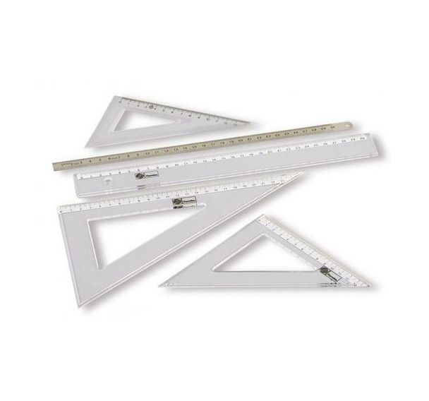 Équerre plastique 60°, graduation 20 cm, hypoténuse 24,5 cm