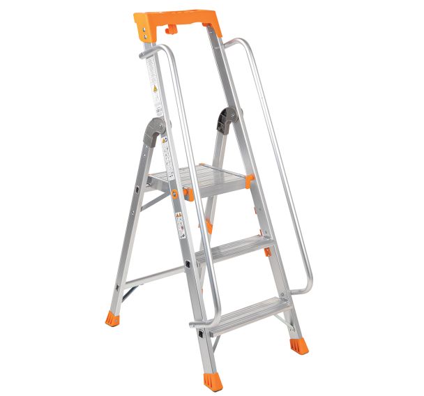 Escabeau professionnel aluminium avec rampe - Manutan Expert