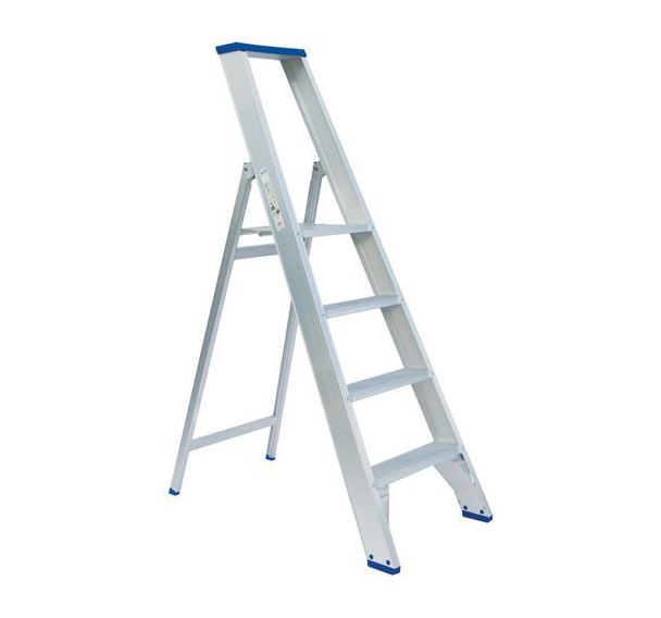 Escabeau professionnel revêtement polyester - 4 à 6 marches - Solide