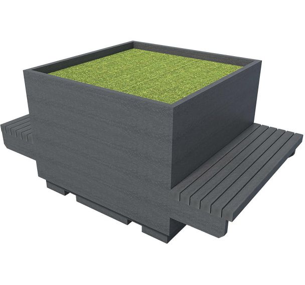 Espace détente avec 2 banquettes plastique recyclé Espace Urbain