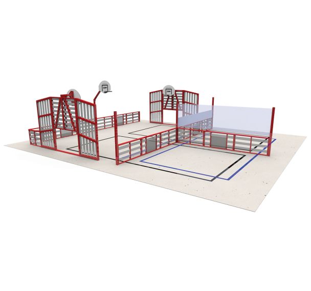 Espace multisports Pitch'One R3M à 3 aires - 12,90 x 11,10 m
