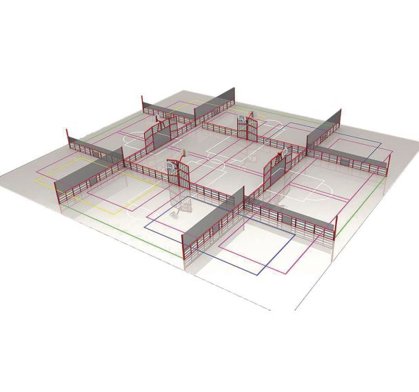 Espace multisports Pitch'One R9XL à 9 aires - 32 x 29,80 m
