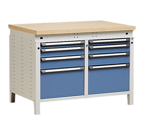 Etabli 8 tiroirs 1150 x 750 x 850 mm + plateau multiplis ép 40 mm