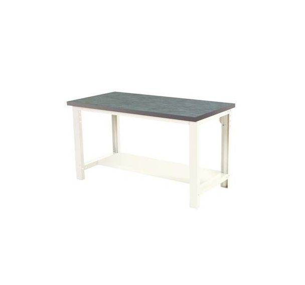 Établi Cubio avec tablette fixe - Largeur 200 cm - Linoléum