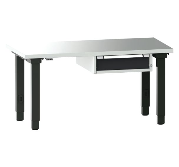 Etabli Quatro hauteur réglable électrique plateau résine 1 tiroir