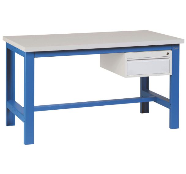 Etabli SI40 plateau stratifié piètement bleu 1 tiroir Sofame