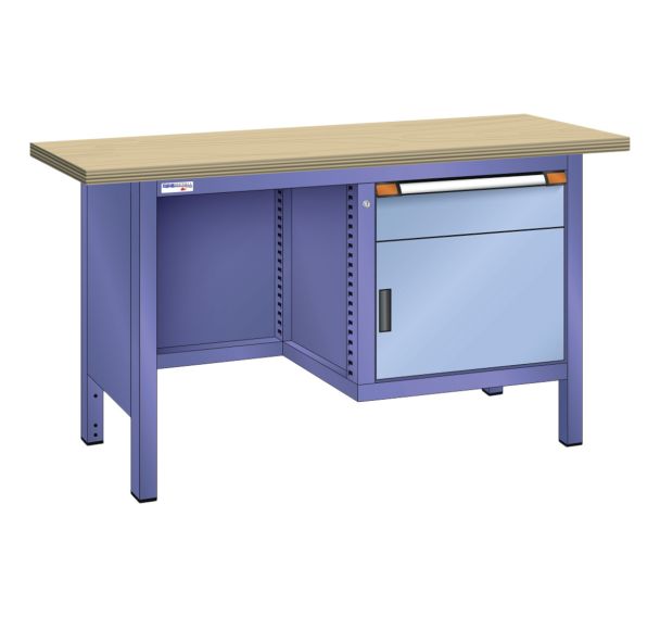 Établi compact hêtre 150x70x85 cm 1 porte battante 1 tiroir Thurmetall