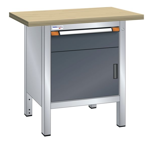 Établi compact multiplex 100x70x84 cm 1 porte battante 1 tiroir Thurmetall