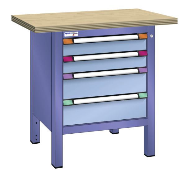 Établi compact multiplex 100x70x84 cm 4 tiroirs Thurmetall