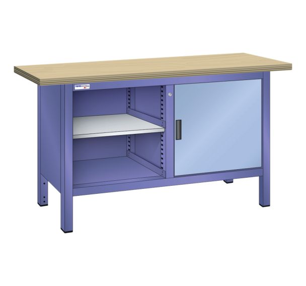 Établi compact multiplex 150x70x84 cm 1 porte battante 2 étagères Thurmetall