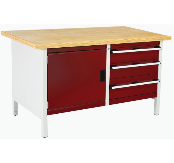 Etabli en hêtre Cubio - 1 porte - 3 tiroirs - L1500mm - Bott