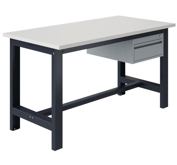Etabli fixe Si 40 plateau stratifié + 1 tiroir  piètement Anthracite