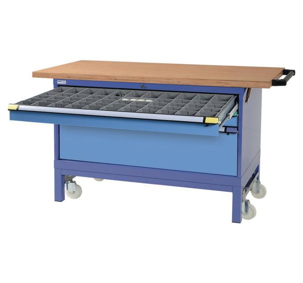 Etabli mobile XXL 3 tiroirs Multiplex Bleu pigeon/Bleu clair