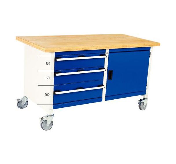 Établi mobile monobloc avec armoire et tiroirs