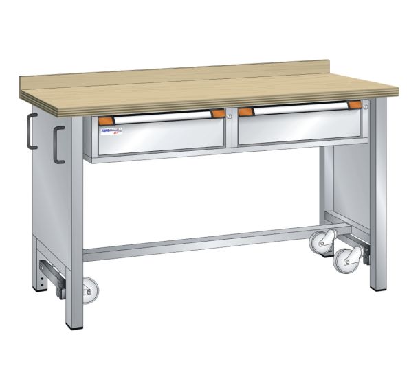 Établi mobile multiplex 150x70x87 cm 2 tiroirs (2x15)