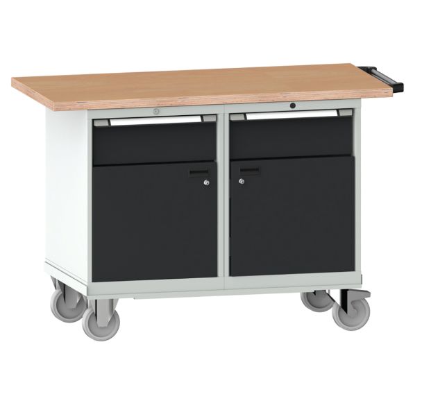 Etabli mobile multiplex 2 tiroirs 150 x 70 x 103 cm gris clair/anthracite