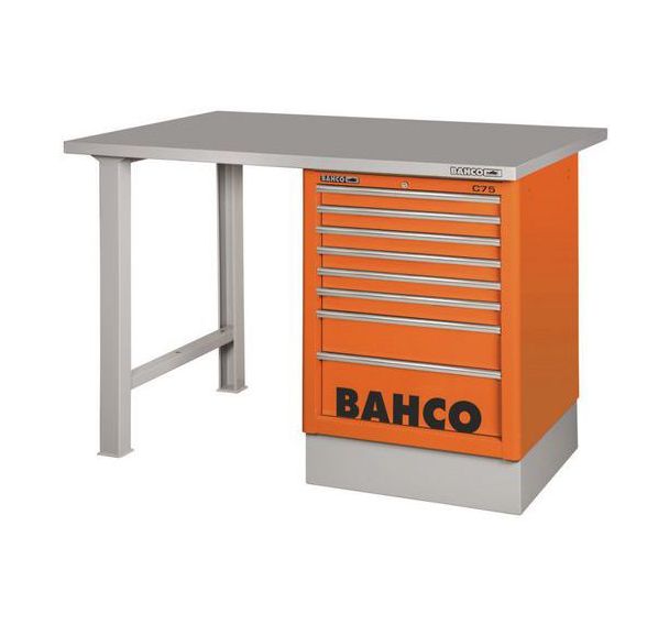 Établi plateau 6 tiroirs orange 1500x750x1030mm