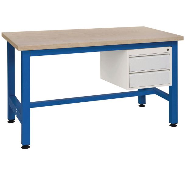 Etabli plateau hêtre multiplis avec caisson 2 tiroirs Sofame