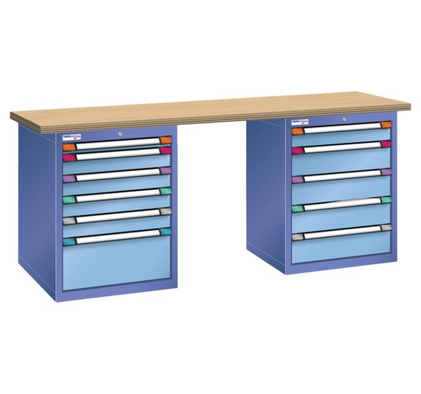 Etabli plateau multiplex prof. 70 cm haut. 84 cm 11 tiroirs