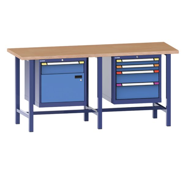 Etabli plateau multiplex prof. 70 cm haut. 84 cm 1 porte 5 tiroirs