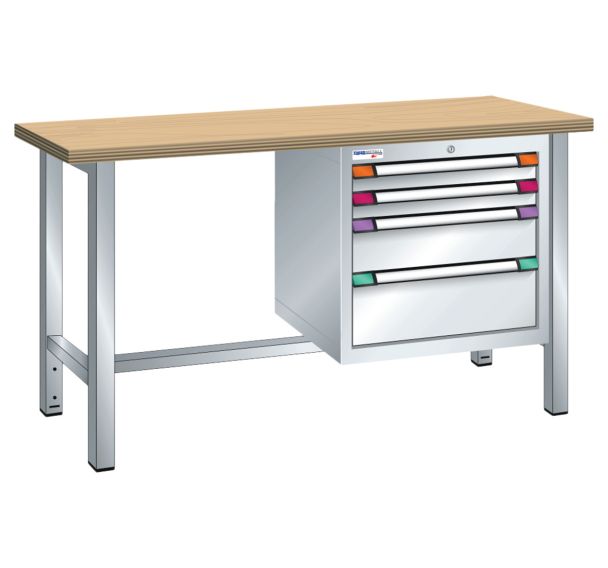 Etabli plateau multiplex prof. 70 cm haut. 84 cm 4 tiroirs