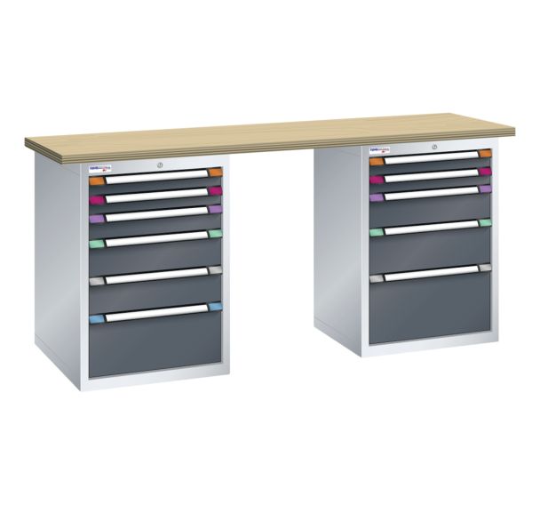 Etabli plateau multiplex prof. 70 cm haut. 94 cm 11 tiroirs