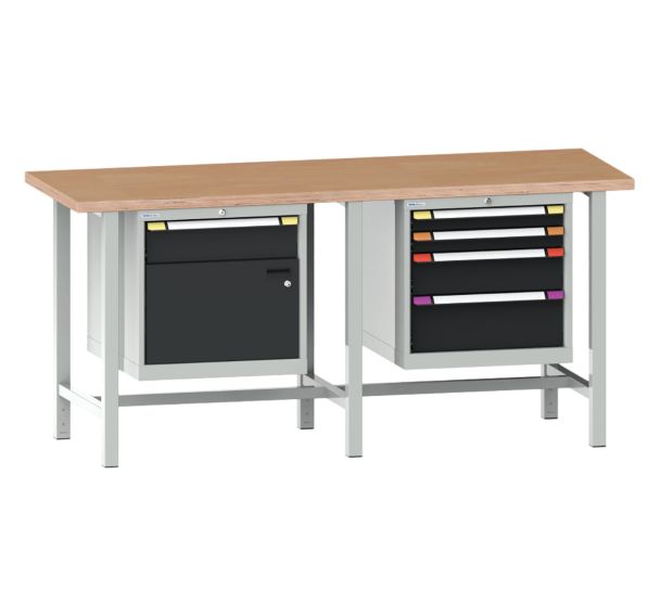 Etabli plateau multiplex prof. 70 cm haut. 94 cm 1 porte 5 tiroirs