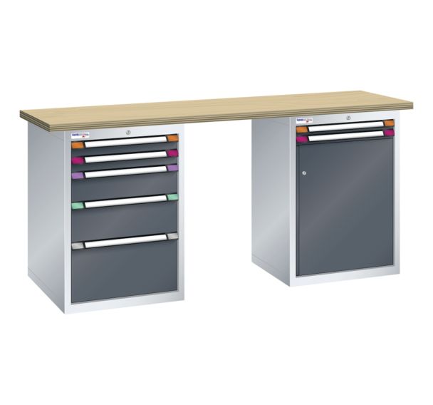 Etabli plateau multiplex prof. 70 cm haut. 94 cm 1 porte 7 tiroirs