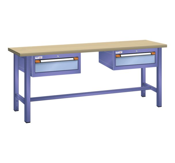 Etabli plateau multiplex prof. 70 cm haut. 94 cm 2 tiroirs 15 cm Thurmetall