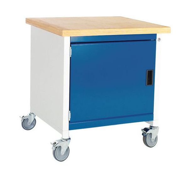 Etabli roulant monobloc Cubio - plateau hêtre 1 porte - Bott