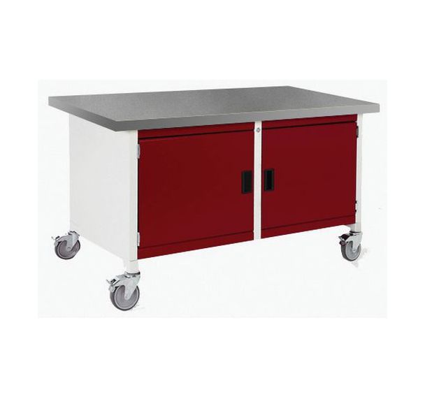 Etabli roulant monobloc Cubio - plateau linoléum 2 portes - Bott