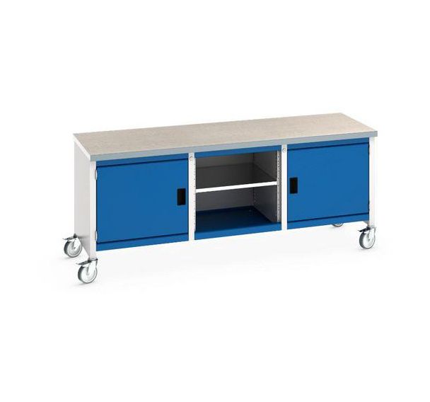 Etablis roulant LxPxH: 2000x750x840mm, dessus lino, 2 comp.