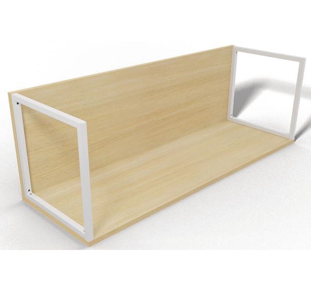 Etagère L120xP40xH40cm en métal blanc chêne clair