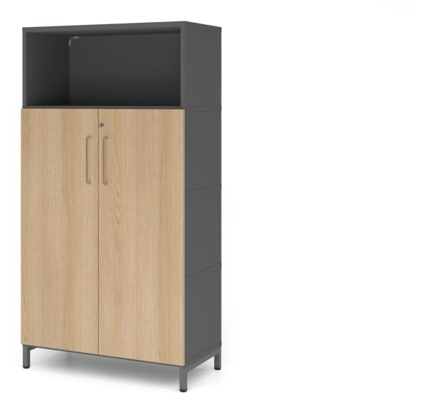 Étagère à 2 portes et socle en acier - 4 niveaux - Hammerbacher