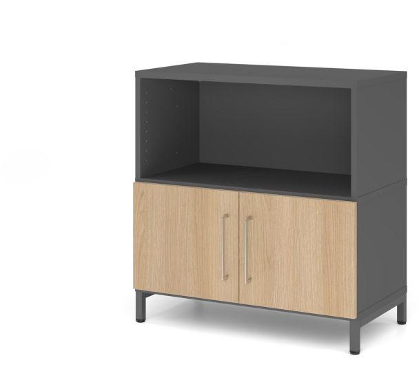 Étagère avec 2 portes et socle en acier - 2 niveaux - Hammerbacher